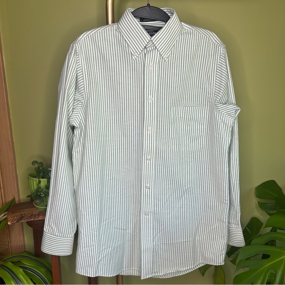 Stafford Essentials The Oxford Shirt Striped Dress Shirt Men's Size 14 1/2 32-33 - Picture 2 of 4